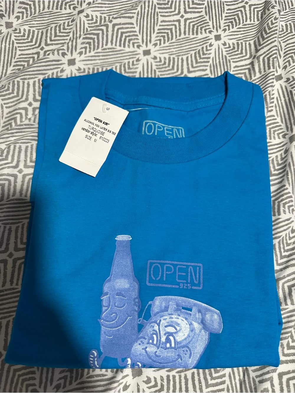 OPEN925 Alcohol you later Men’s Blue Crewneck Tee